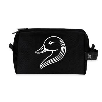 Tête de silhouette de cygne de canard minimaliste - Trousse de toilette en tissu recyclé - noir - Devant
