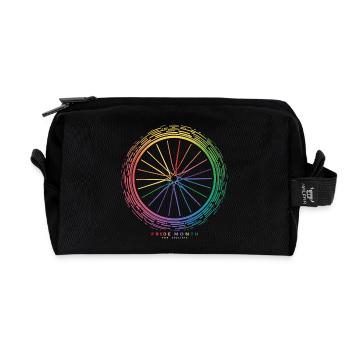Conception de roue de vélo arc-en-ciel vibrant - Trousse de toilette en tissu recyclé - noir - Devant