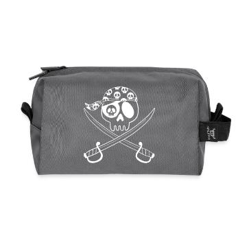 Tête de mort pirate (blanc) - Trousse de toilette en tissu recyclé - anthracite - Devant