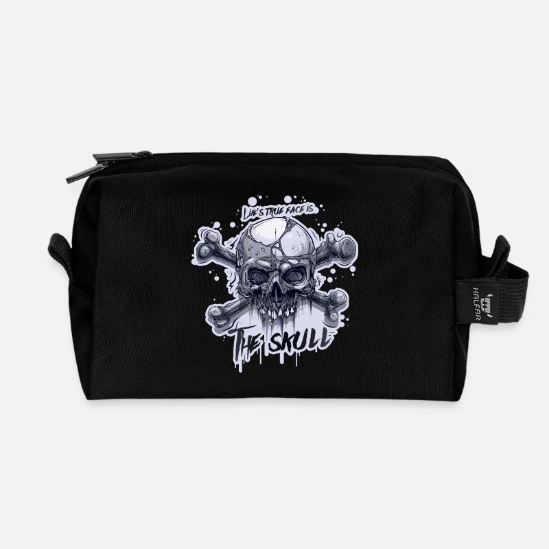 Life's true face is The Skull!!! - Recycled Toiletry Zip Bag - black