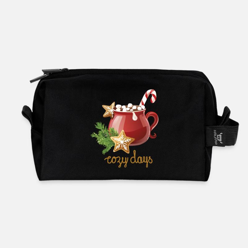 Hot Cacao, Cozy Days, Christmas Cookies - Recycelte Kulturtasche - Schwarz