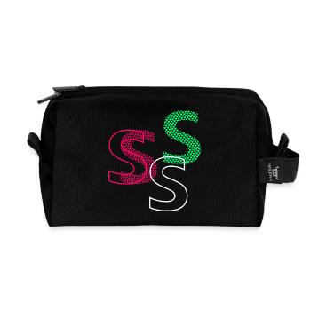 S Letter - Recycled Toiletry Zip Bag - black - Front