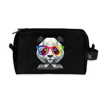 Cooler Panda: Geometrischer Style trifft auf bunte - Recycelte Kulturtasche - Schwarz - Vorne