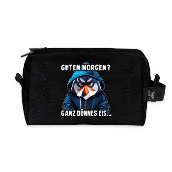 Guten Morgen Ganz dünnes Eis - Recycelte Kulturtasche - Schwarz - Vorne