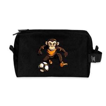 Monkey Soccer - Recycled Toiletry Zip Bag - black - Front