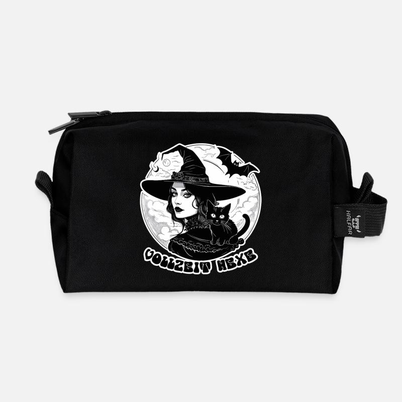 Hexe mit Katze - Halloween Vollzeit Hexe 1 - Recycelte Kulturtasche - Schwarz