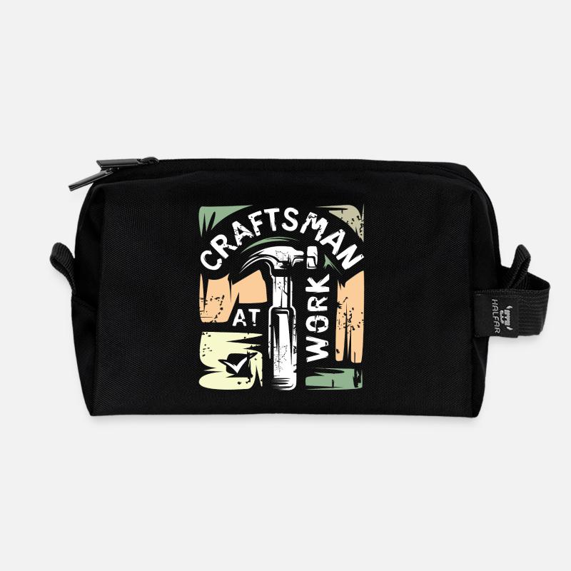Craftsman vintage Logo - Handwerker und Heimwerker - Recycelte Kulturtasche - Schwarz