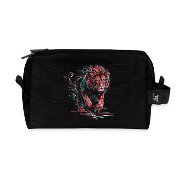 Lion Néon Tête de Lion Coloré Prédateur Animal Sauvage - Trousse de toilette en tissu recyclé - noir - Devant
