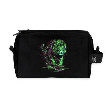 Lion courant Tête de Lion Coloré Prédateur Animal Sauvage - Trousse de toilette en tissu recyclé - noir - Devant