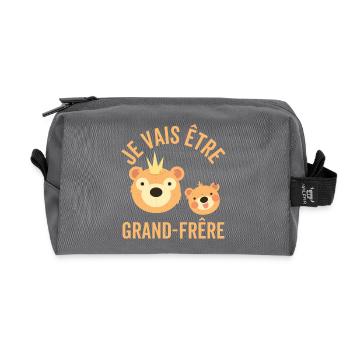 Je Vais Être Un Grand Frère ours - Trousse de toilette en tissu recyclé - anthracite - Devant