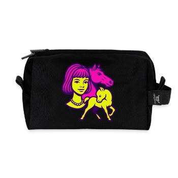 Fille Cheval Pop Art - Trousse de toilette en tissu recyclé - noir - Devant