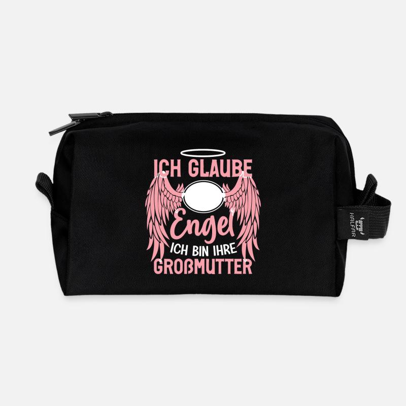 ich Glaube an Engel ich bin ihre großmutter - Recycelte Kulturtasche - Schwarz