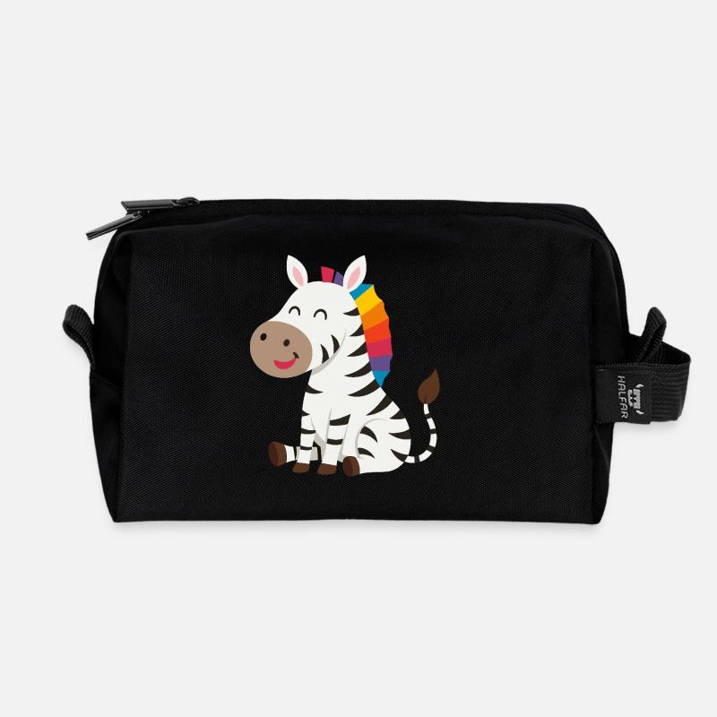 Süßes Zebra Design - Recycelte Kulturtasche - Schwarz