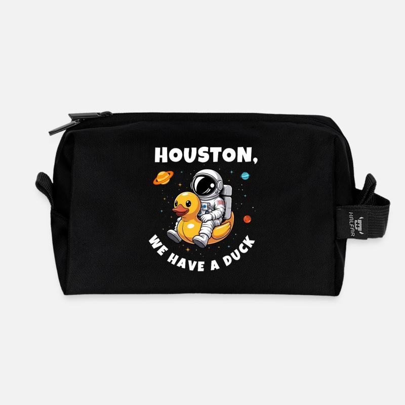 Canard astronaute dans l’espace - Trousse de toilette en tissu recyclé - noir