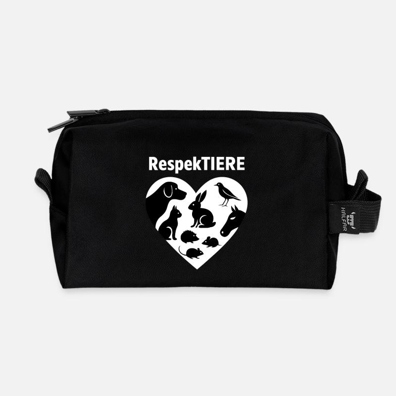 RespectAnimals Heart Silhouette - Recycled Toiletry Zip Bag - black
