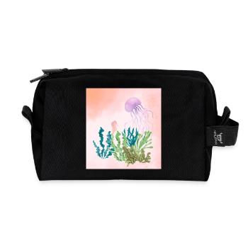 Pastel Sea Underwater Forest - Recycled Toiletry Zip Bag - black - Front