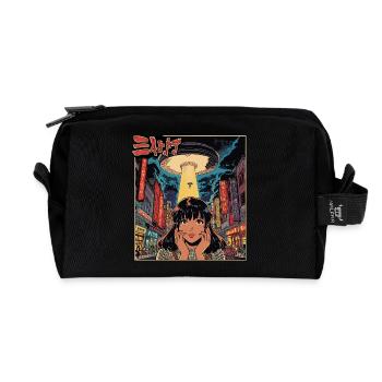 Manga UFO Invasion Neon Stadt  - Recycelte Kulturtasche - Schwarz - Vorne