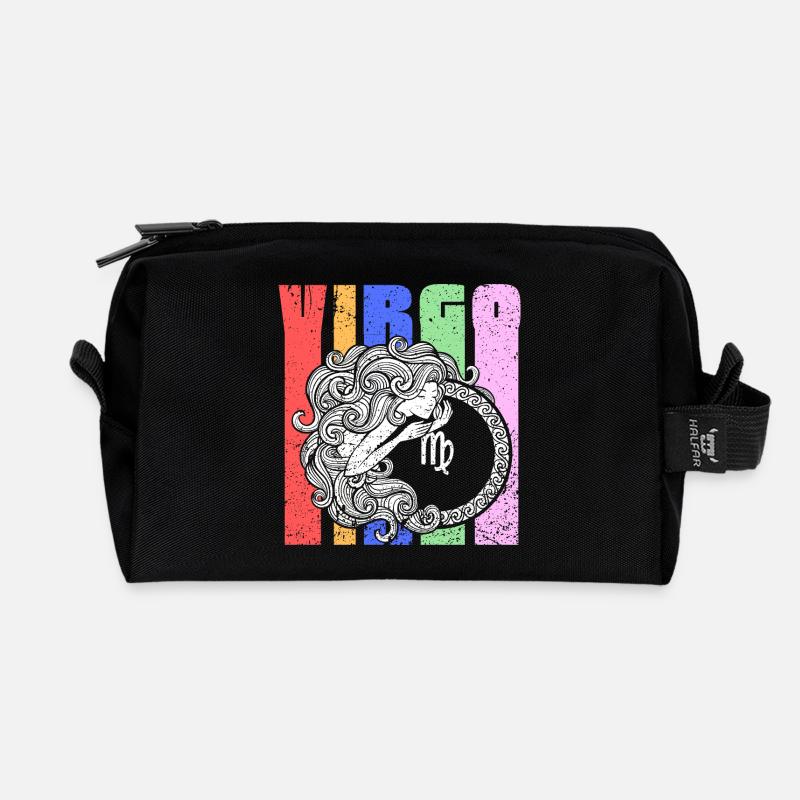 Jungfrau Sternzeichen Symbol - Astrologisches Mandala - Recycelte Kulturtasche - Schwarz