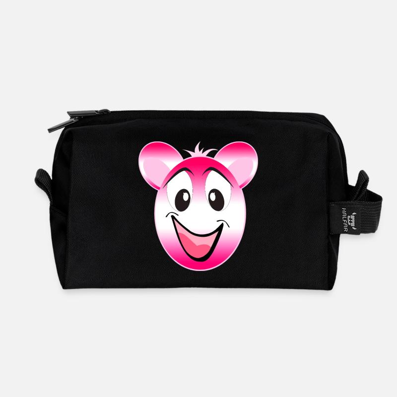 Pink Panda Lächeln - Recycelte Kulturtasche - Schwarz