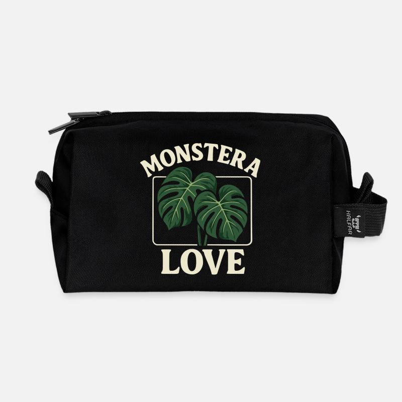 Monstera Love - Recycled Toiletry Zip Bag - black