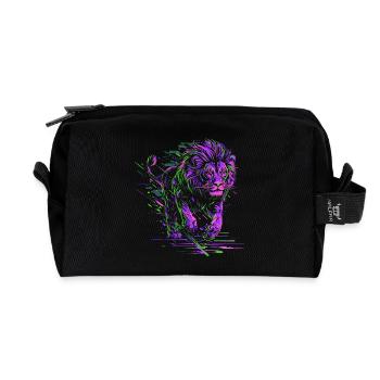 Lion courant Tête de Lion Coloré Prédateur Animal Sauvage - Trousse de toilette en tissu recyclé - noir - Devant