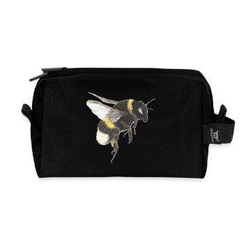 Watercolor Honeybee Accents - Recycled Toiletry Zip Bag - black - Front