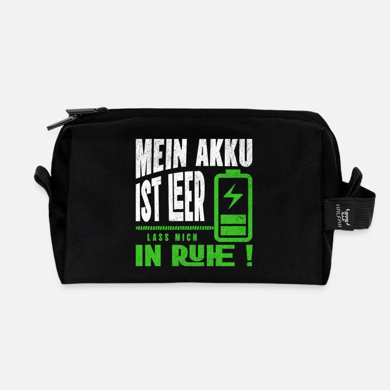 Mein Akku ist leer - Lass mich in Ruhe - Recycelte Kulturtasche - Schwarz