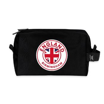British badge in red, white, blue - Recycled Toiletry Zip Bag - black - Front