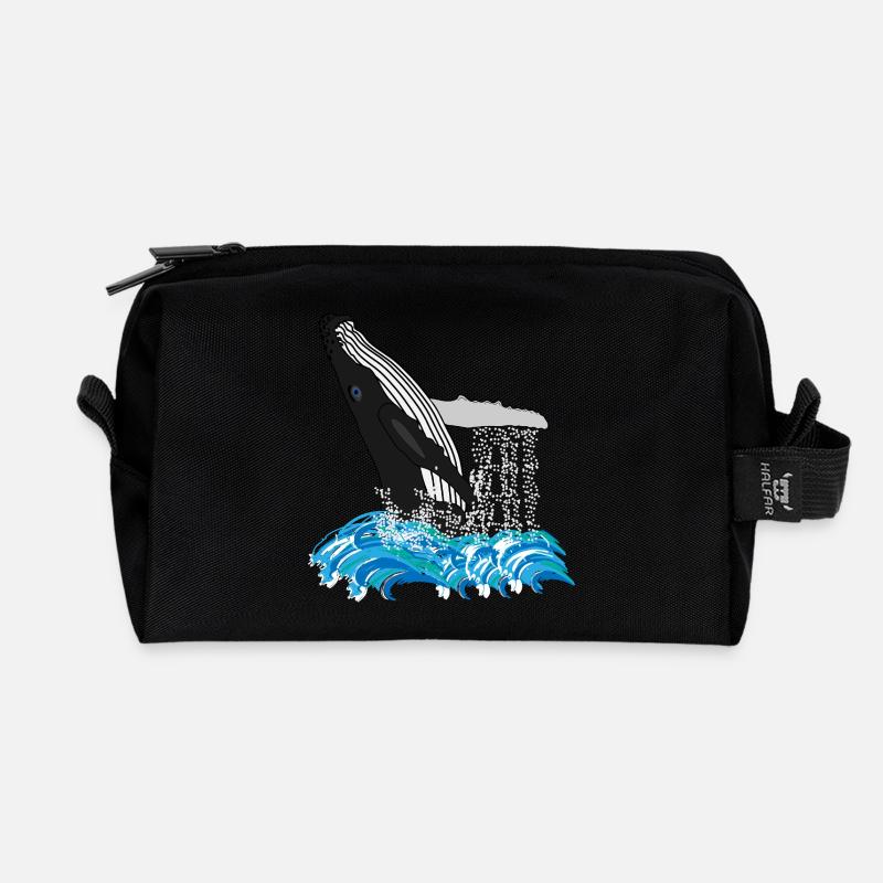 Buckelwal-Druck - Recycelte Kulturtasche - Schwarz