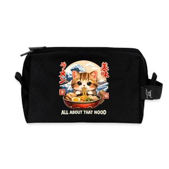 Kawaii Kitten Ramen Anime - Recycled Toiletry Zip Bag - black - Front