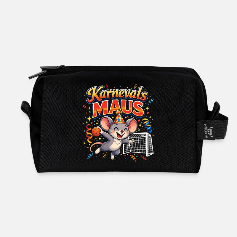 Karnevalsmaus Handball Geschenk Lustig Fasching - Recycelte Kulturtasche - Schwarz