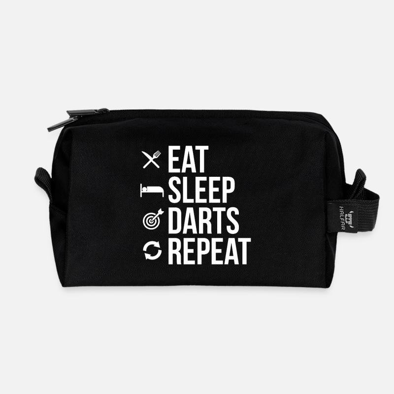 Eat Sleep Darts Repeat - Recycled Toiletry Zip Bag - black