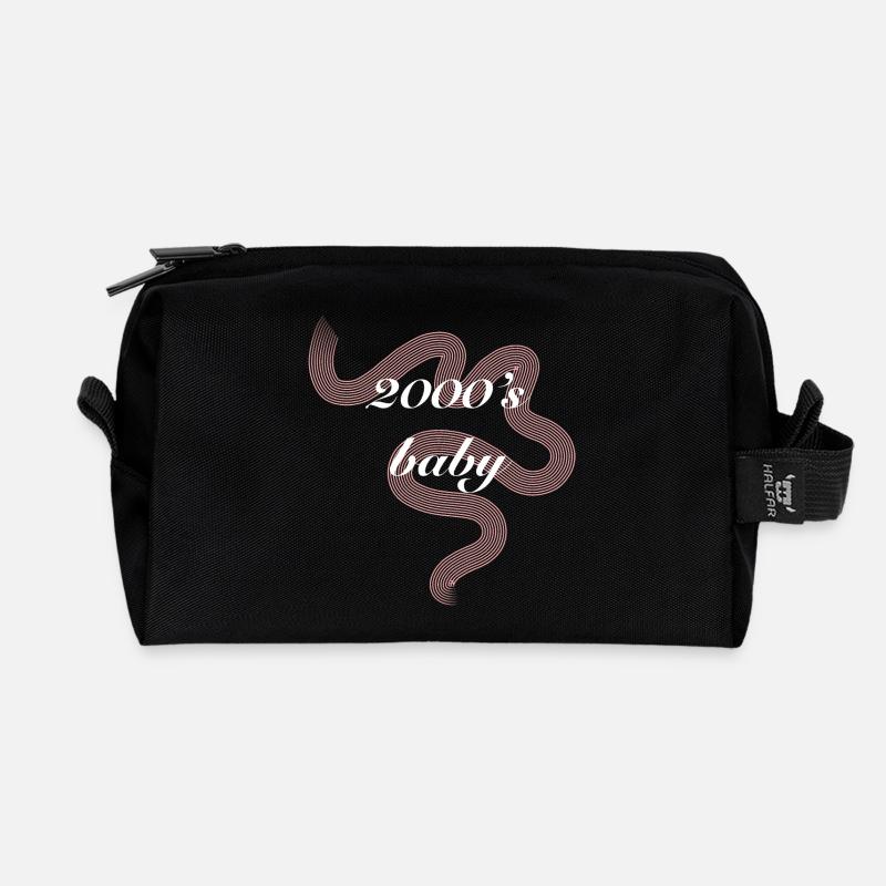 2000s Baby Retro Ribbon - Recycled Toiletry Zip Bag - black