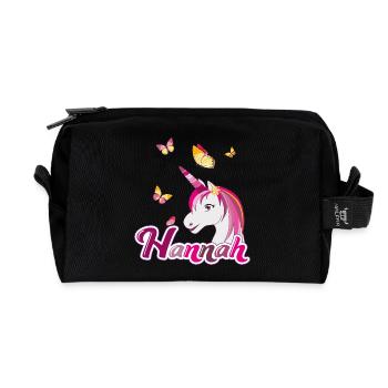 Hannah, nom de jeune fille, prénom préféré - Trousse de toilette en tissu recyclé - noir - Devant