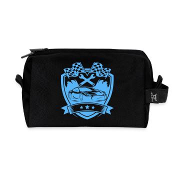 Rennwagen Emblem Schild KfZ - Recycelte Kulturtasche - Schwarz - Vorne