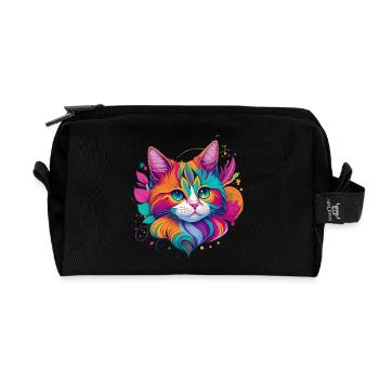Bunte Katzenporträt Kunst - Katze - Recycelte Kulturtasche - Schwarz - Vorne