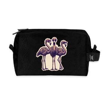 Flamingos with sunglasses - Recycled Toiletry Zip Bag - black - Front