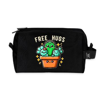Câlins gratuits Amis cactus Câlins gratuits Drôles - Trousse de toilette en tissu recyclé - noir - Devant