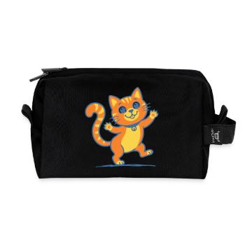 Smiling Orange Cat - Recycled Toiletry Zip Bag - black - Front