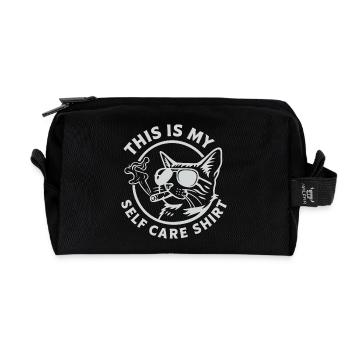 My Self-Care Cat Shirt - Recycled Toiletry Zip Bag - black - Front