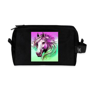 Pferd - Recycelte Kulturtasche - Schwarz - Vorne