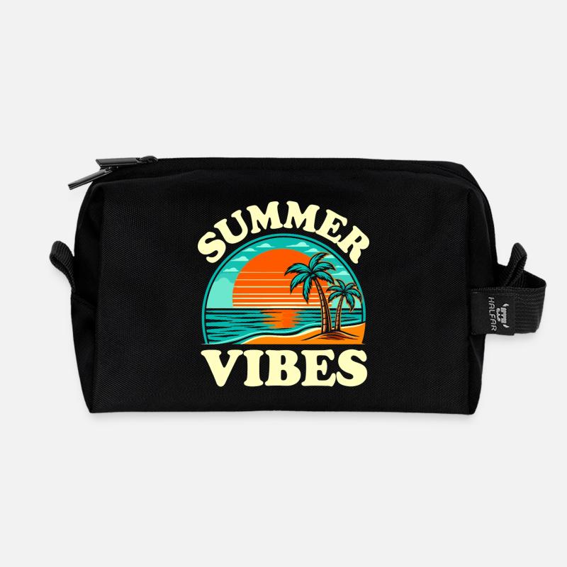 Sommer Vibes Strandsonne - Recycelte Kulturtasche - Schwarz