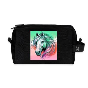 Pferd - Recycelte Kulturtasche - Schwarz - Vorne