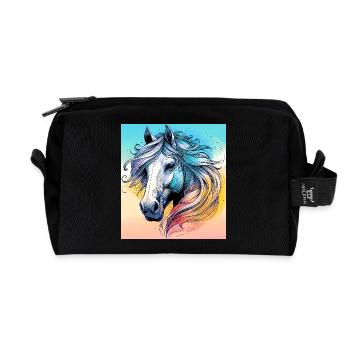 Pferd - Recycelte Kulturtasche - Schwarz - Vorne
