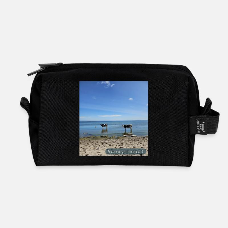 Vacation, muuu - Recycelte Kulturtasche - Schwarz