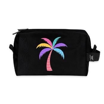 Bunte Palme Regenbogenfarben - Recycelte Kulturtasche - Schwarz - Vorne