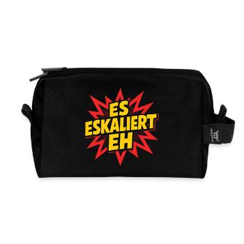 Party Urlaub Spruch Trinkspruch Es Eskaliert Eh - Recycelte Kulturtasche - Schwarz - Vorne
