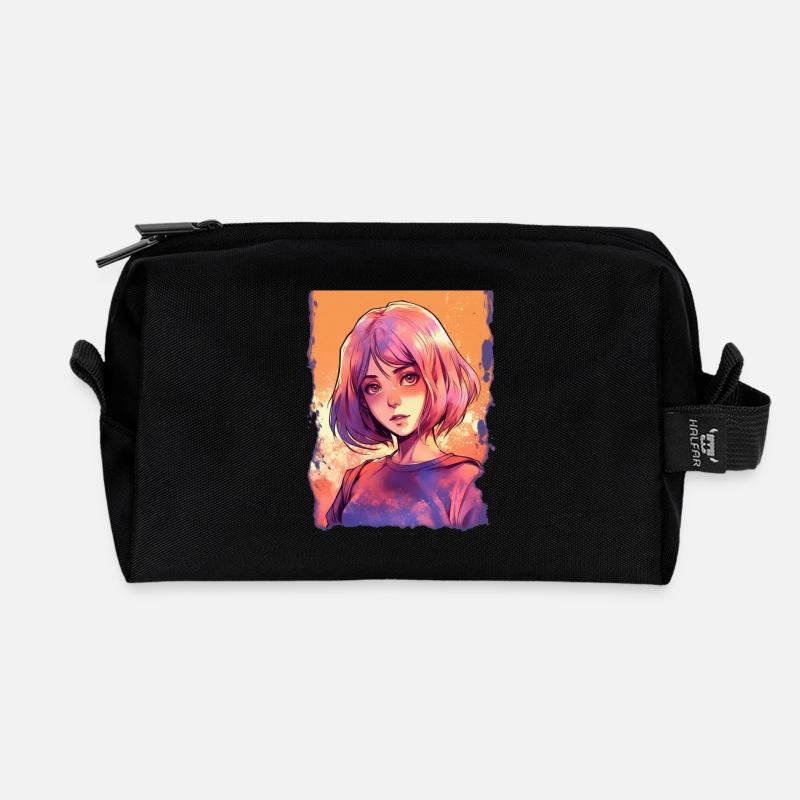 Anime Girl - Recycelte Kulturtasche - Schwarz