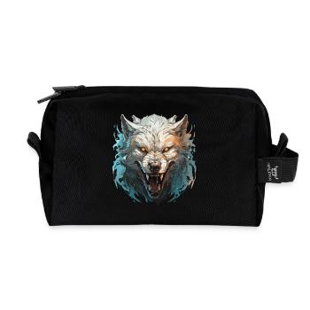 Wolf - Illustration - Recycelte Kulturtasche - Schwarz - Vorne