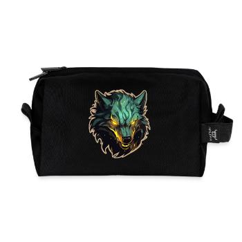 Wolf - Illustration - Recycelte Kulturtasche - Schwarz - Vorne